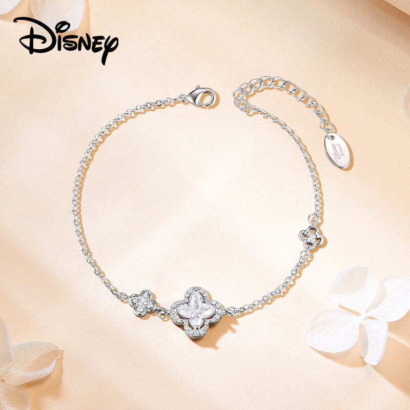 รูปสินค้า Disney Four-Leaf Clover Bracelet Shiny Cubic Zirconia Inlaid Hypoallergenic Copper Base Minimalist Daily Wear Jewelry