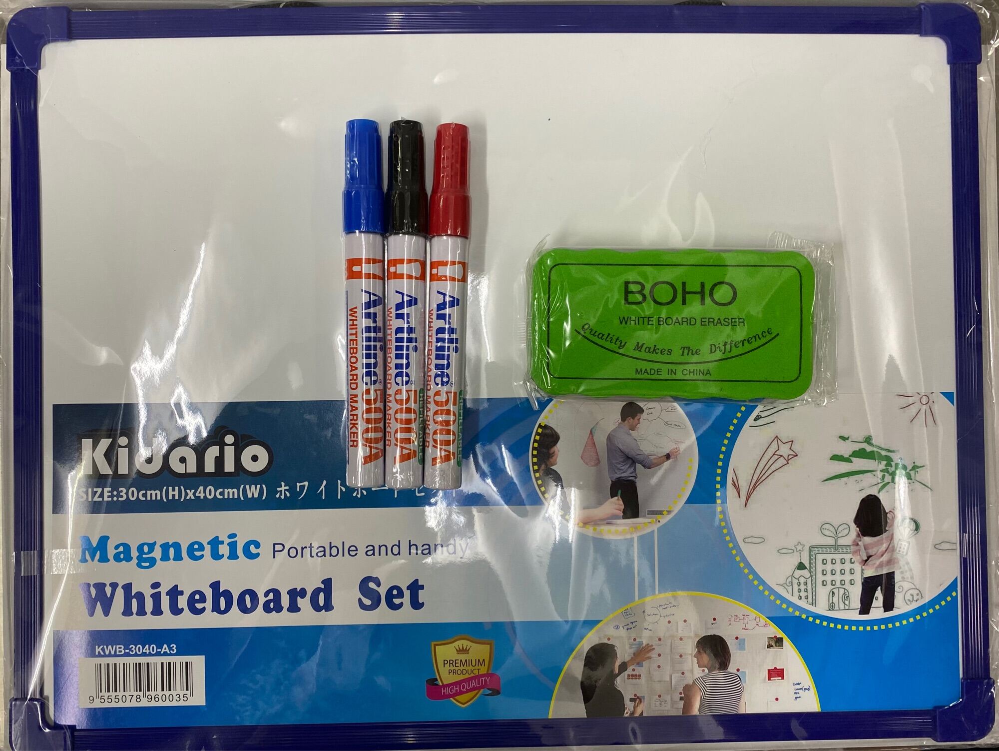 whiteboard A3 / whiteboard marker pen [3pcs] / whiteboard duster [1pc] Lazada