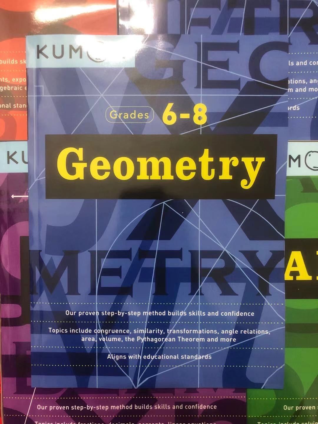 Kumon Math Workbooks Middle School (5 Books) - Pre-Algebra & Algebra + Intro to Geometry & Geometry + Word Problems. 