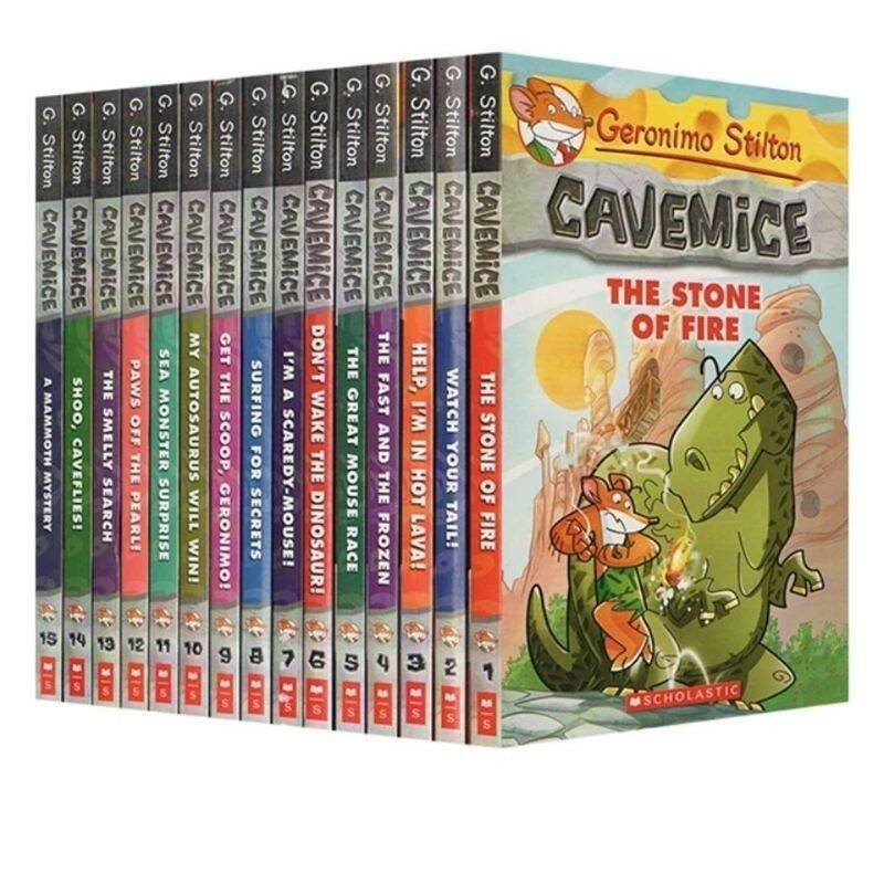 [Ready Stock]15 Books Set Cavemice Geronimo Stilton 1-15 Childrens Novel English Boys Girls Malaysia