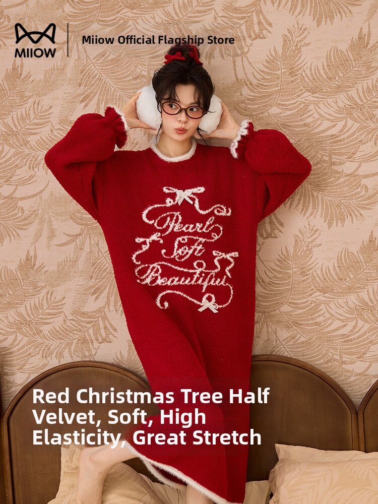 MiiOW | Thick Winter Long Red Nightgown Harga 117 Ringgit*Penghantaran Percuma