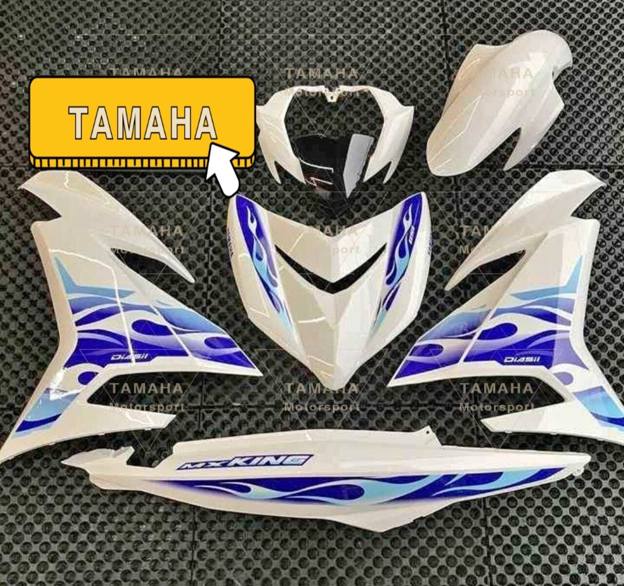 Yamaha Y15 Y15zr Body Cover Stripe Sticker api biru blue fire flame ...