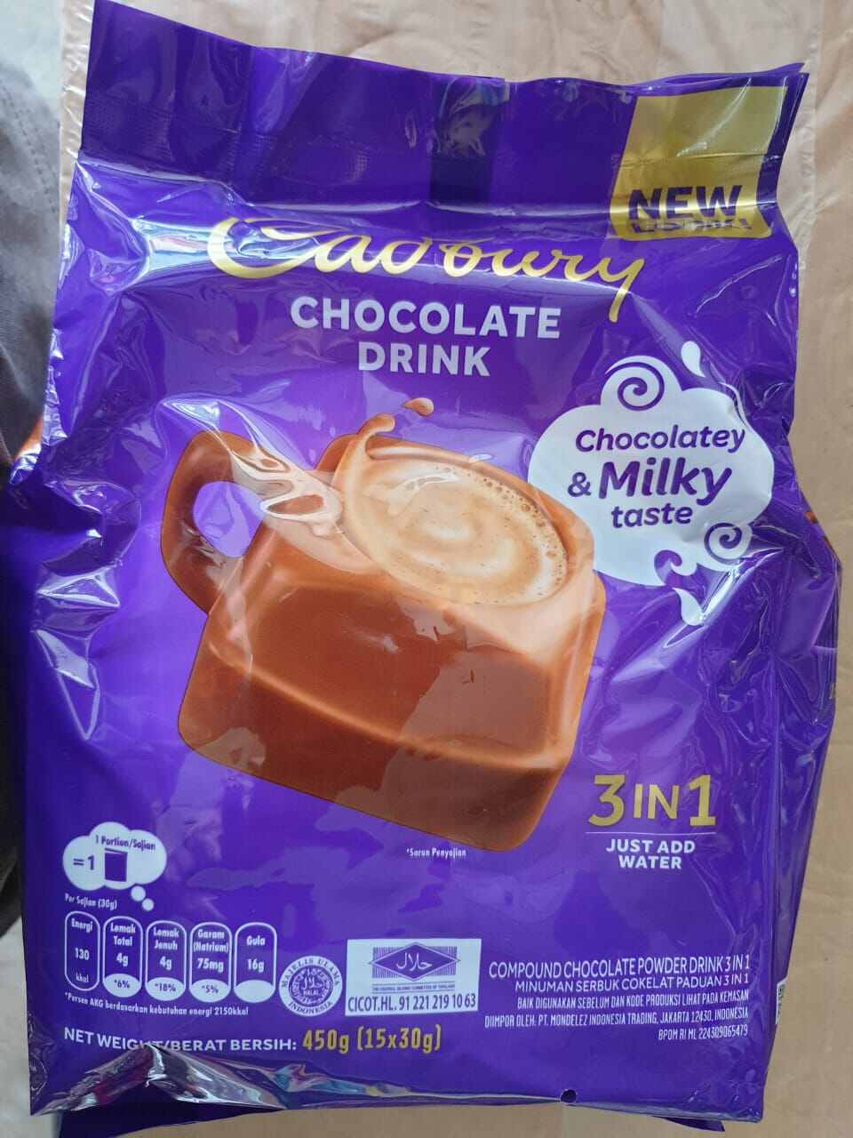 Buy CADBURY 3in1 Chocolate Powder Drink 15x30g for only RM15.99