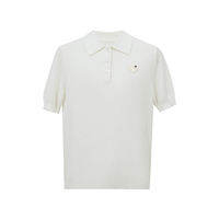 AMII | Polo Collar Half Placket Heart Label Tencel Knit Top Womens Blouse