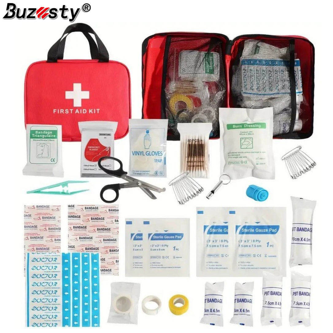 Buzesty Car First Aid Kit 160Pcs Emergency Survival Bag for Travel Hiking
