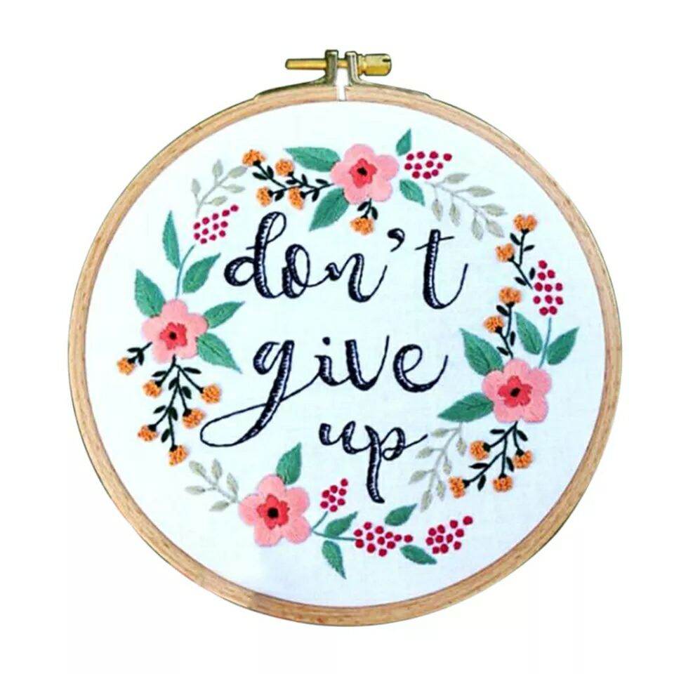 DIY printed Embroidery kit Dont Give Up Needlework Handmade Craft with hoop Ready stock