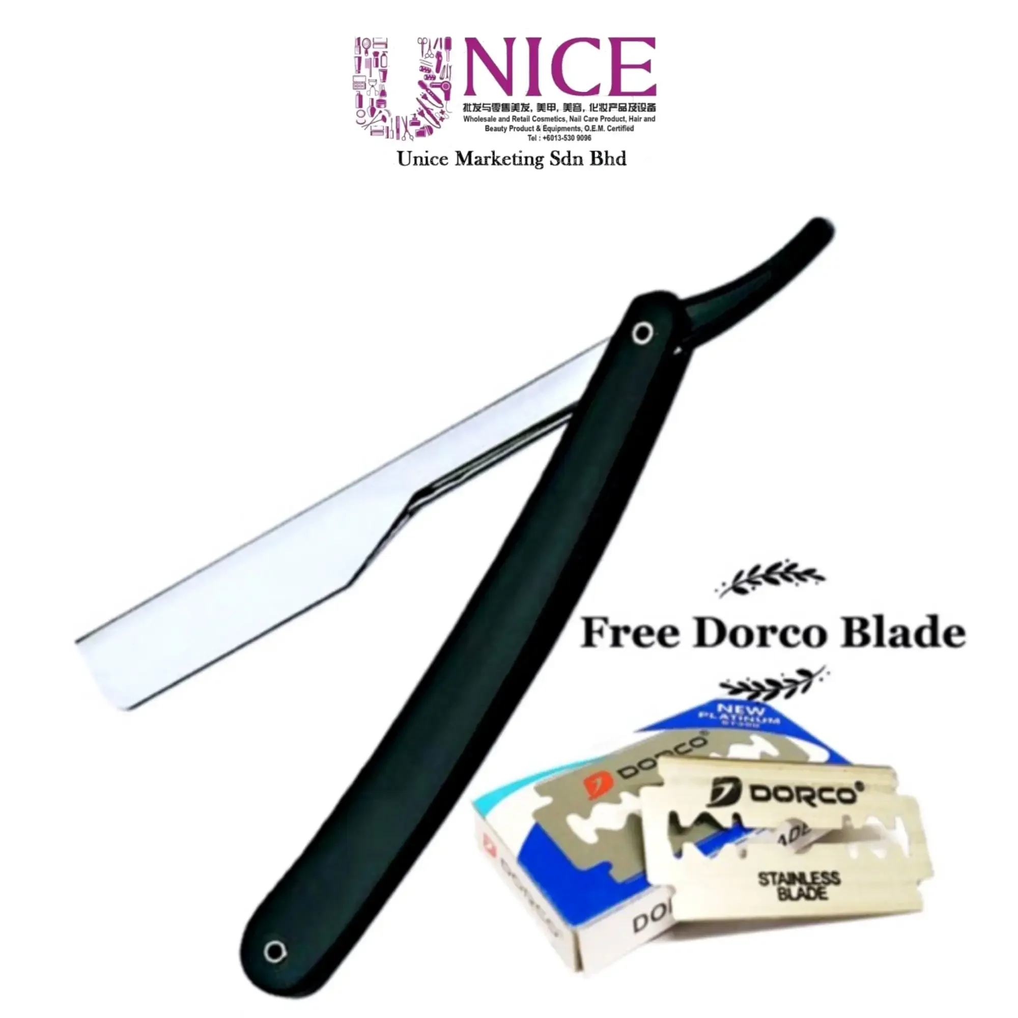 Men Straight Barber Edge Steel Razors Folding Shaving Knife (Free 10pcs Dorco Blades)