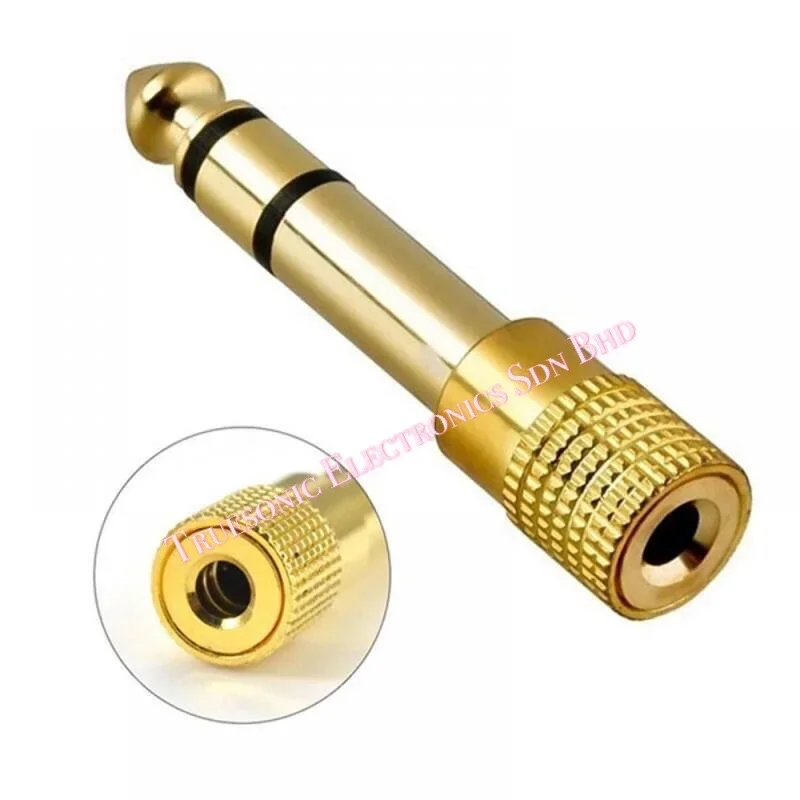 Stereo 3.5mm Socket To 6.3mm Stereo Plug (Gold Plated)