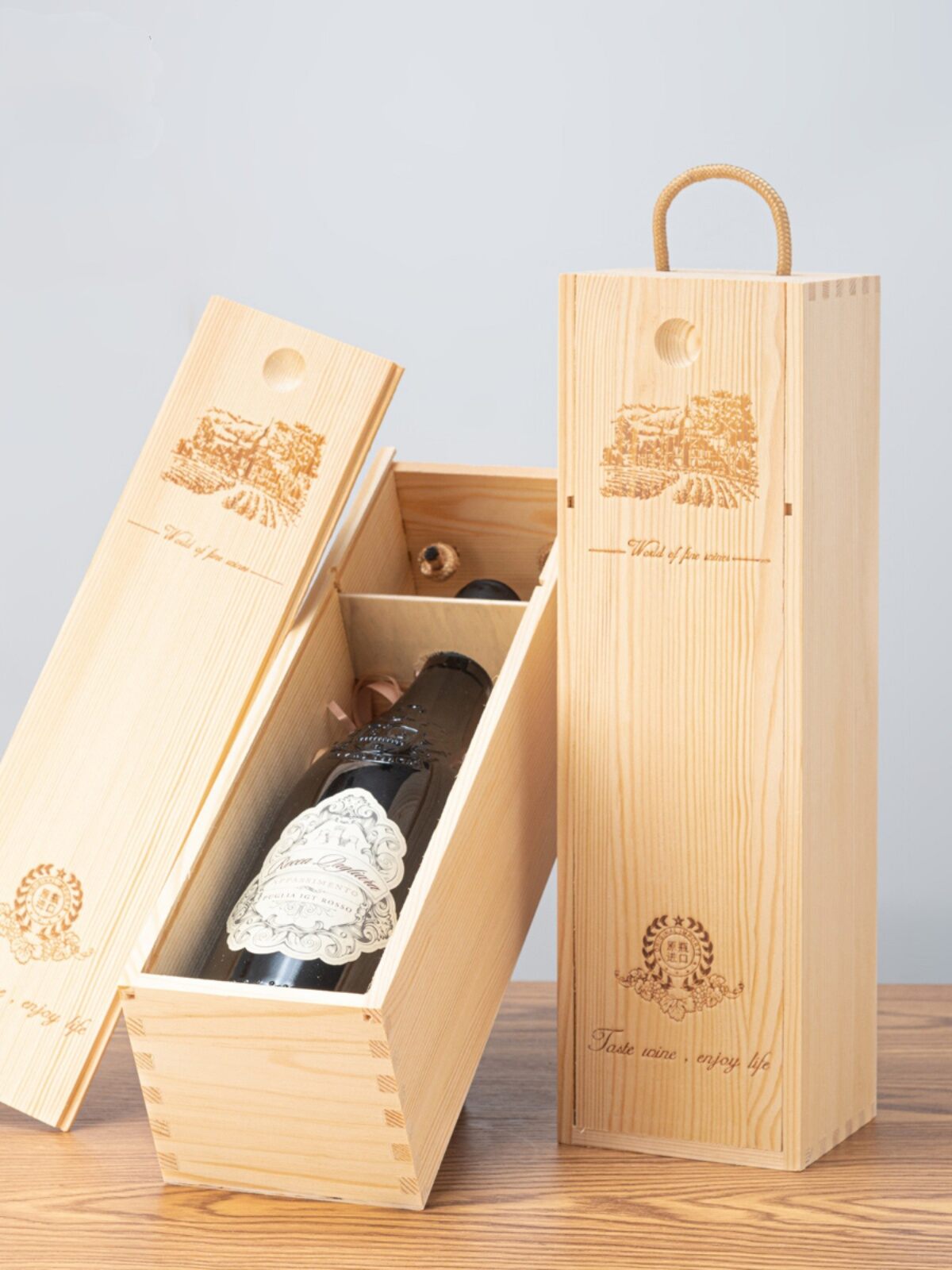 Wooden Wine Box Double - Vintage Wooden Double Red Wine Bottle