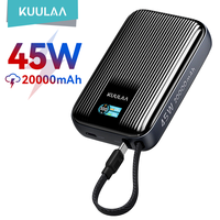 Kuulaa Mini 45W Nhanh Chóng Sạc 20000MAh Màn hình màu Màn hình hiển thị kỹ thuật số sạc dự phòng di động Với cáp cho iPhone Android