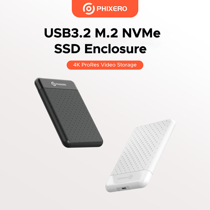 PHIXERO M.2 NVMe SSD Enclosure 10Gbps USB3.2 External SSD Case High Speed Portable Hard Drive Enclosure Triple Heat Dissipation Support NVMe SSD Wide System Compatibility ราคา 269 บาท*ส่งฟรี