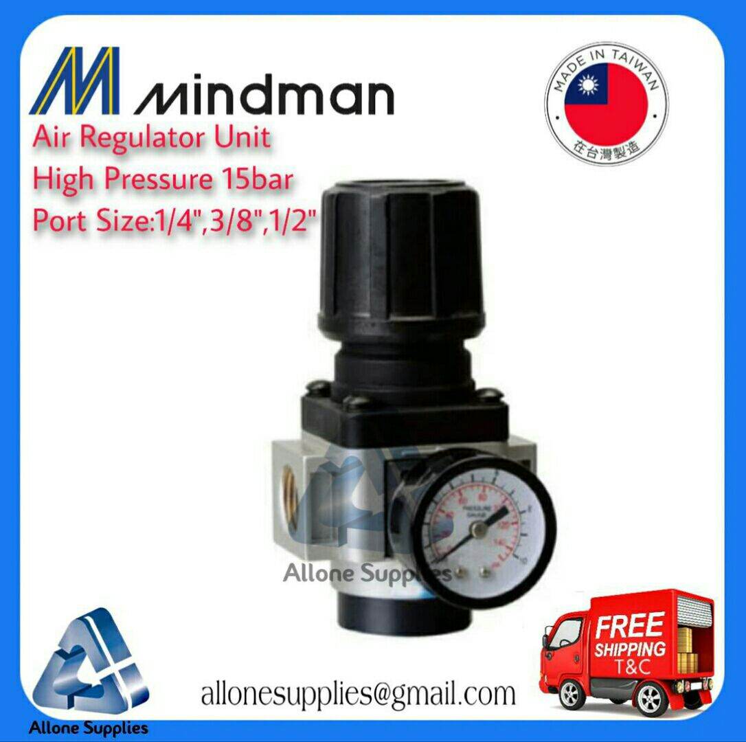 Mindman MAR401 3/8" and 1/2" High Pressure Air Regulator "Made in