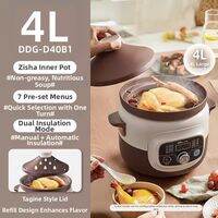 Bear | Electric Slow Cooker 5L Ceramic Pot Porridge Soup Stew Cooker with Timer LCD Display Appointment Function for Home Use