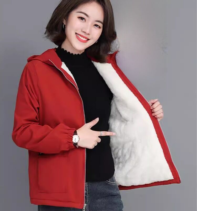Thickened Fleece Women's Jacket Coat Warm Loose Style Autumn Winter New Korean Version for Mom Casual Windbreaker Coat