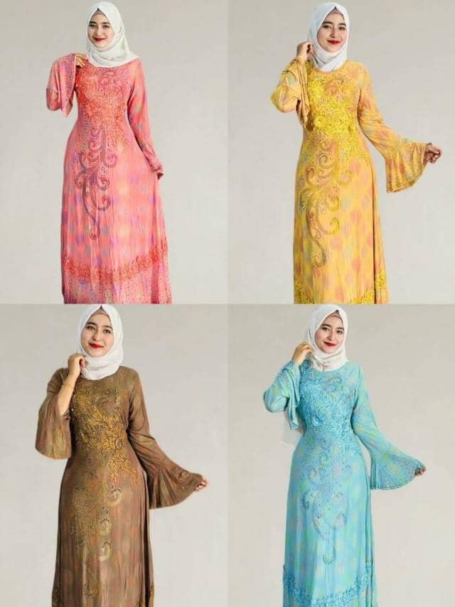Glitter Maxi Dress Muslimah Fashion With Shaded Vest For Evening & Wedding  | Lazada Malaysia