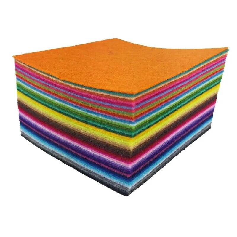 40Pcs Non Woven Felt Fabric Sheet Assorted Color Squares Nonwoven For Kids DIY Sewing Crafts Patchwork School Project Decoration