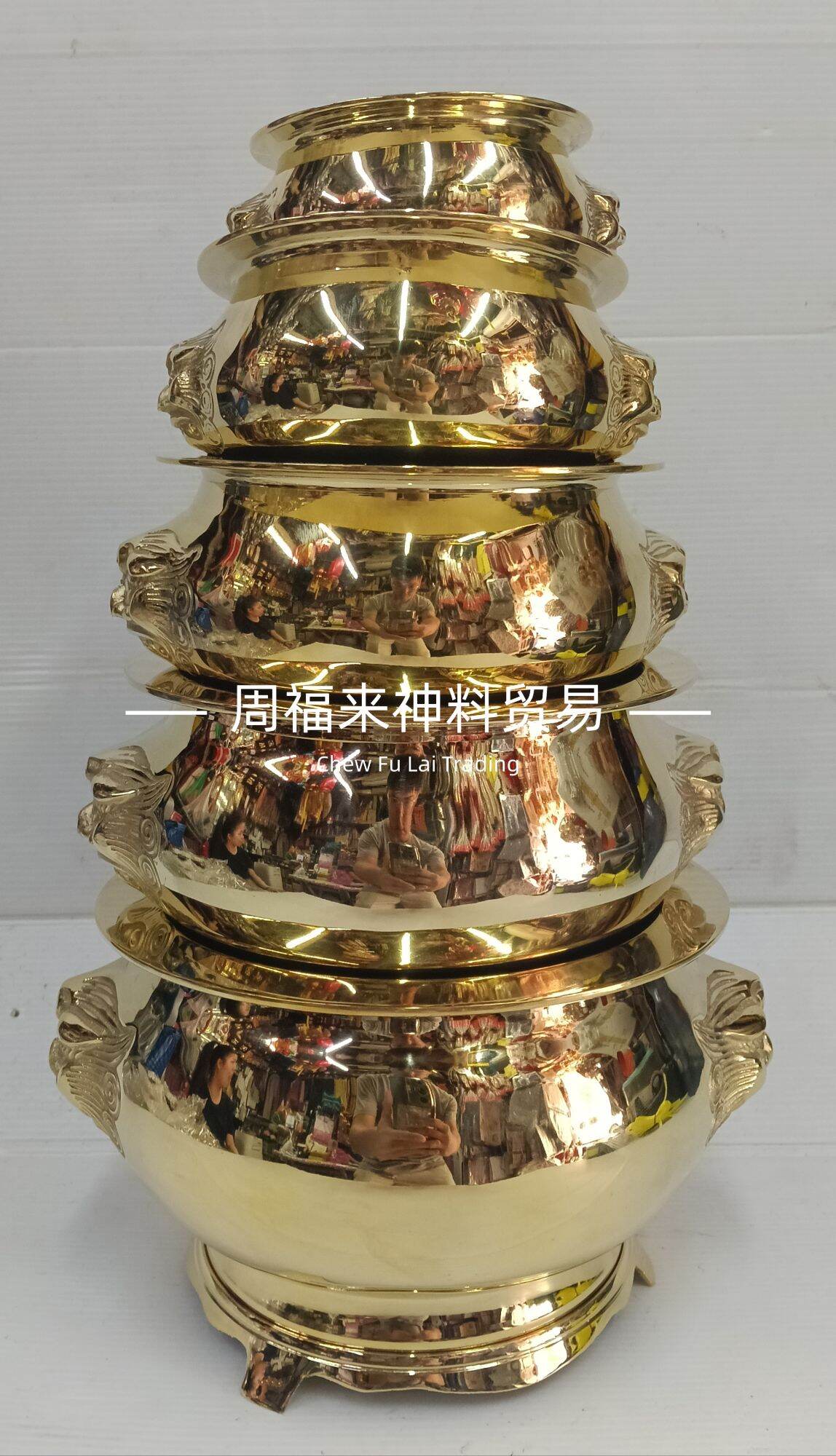 香炉 铜香炉 铜炉 铜 炉 双边狮子 Brass Joss sticks Pot/ Urn