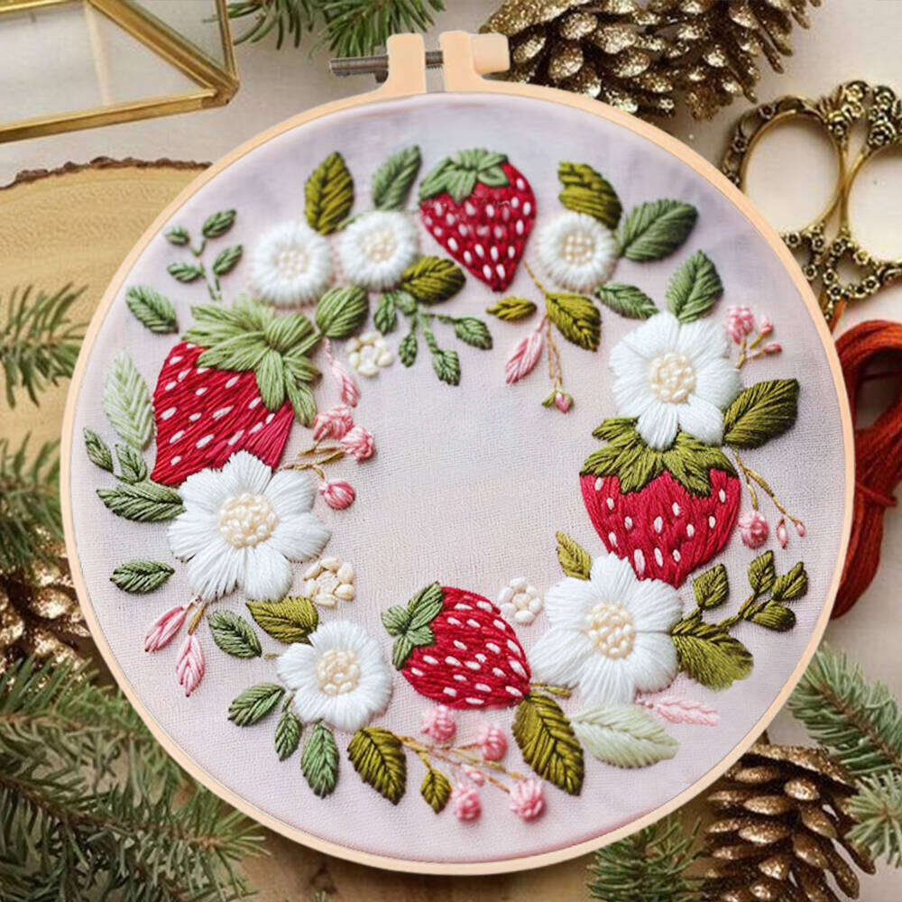 Embroidery Kit With One Hoop Pine Snowman Landscape Handmade Craft Set For Creative Hobby And Unique Gift Home Decoration