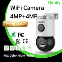 Tiandy 4MP Indoor/Outdoor Dual Lens Pan/Tilt Security Camera 4mm lens Free Person/Vehicle Detection 355° View  SD/Cloud