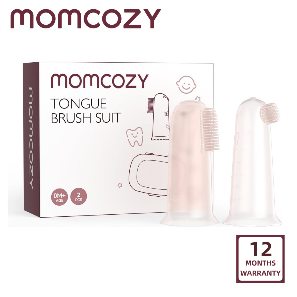 Momcozy Silicone Finger Toothbrush for Baby Baby Finger Toothbrush for Training Teething Infant Oral Cleaner 2 Pcs Silicone Toothbrush