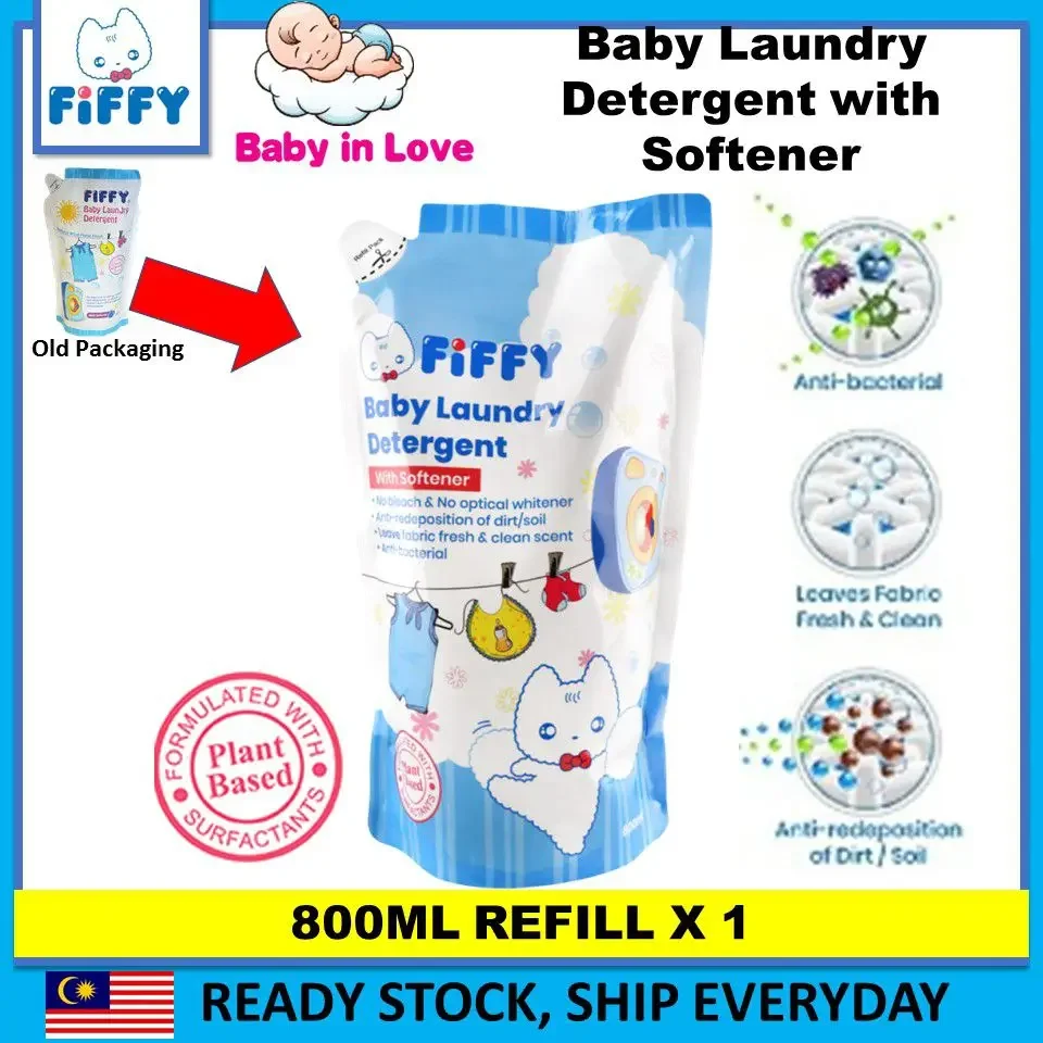 MUST BUYFIFFY Baby Laundry Detergent / Sabun Cuci Baju Bayi - Refill Pack (Plant Based) with softener-800ml