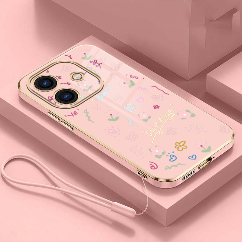 OPPO A5i Pro A5iPro Luxury Glossy Shell Flower Square Edge Shell Silicon Soft Cover. 