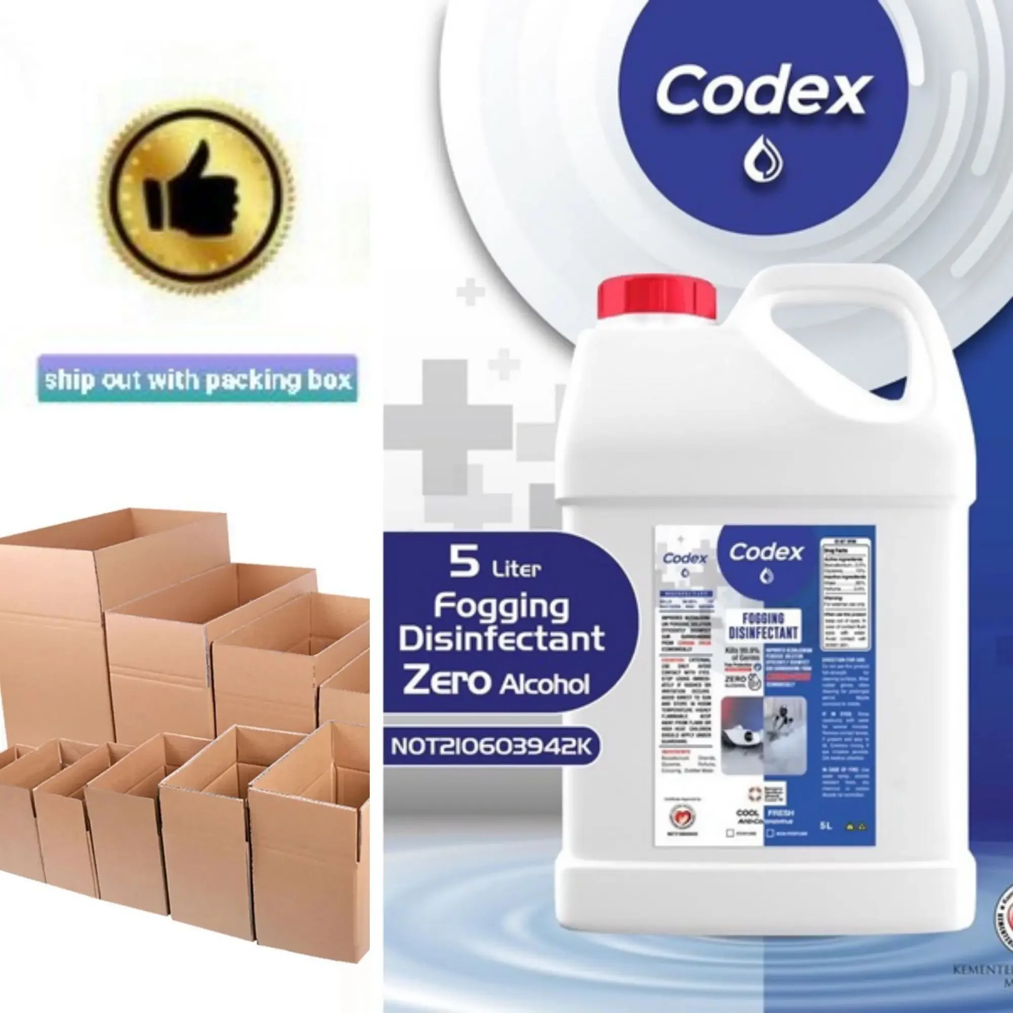 [ KKM Approved ]Codex Nano Mist Sanitizer 5L Liquid Disinfectant Sanitizer Non-Alcohol fogging disinfectant -Ready Stock - well packing with box - fast shipping