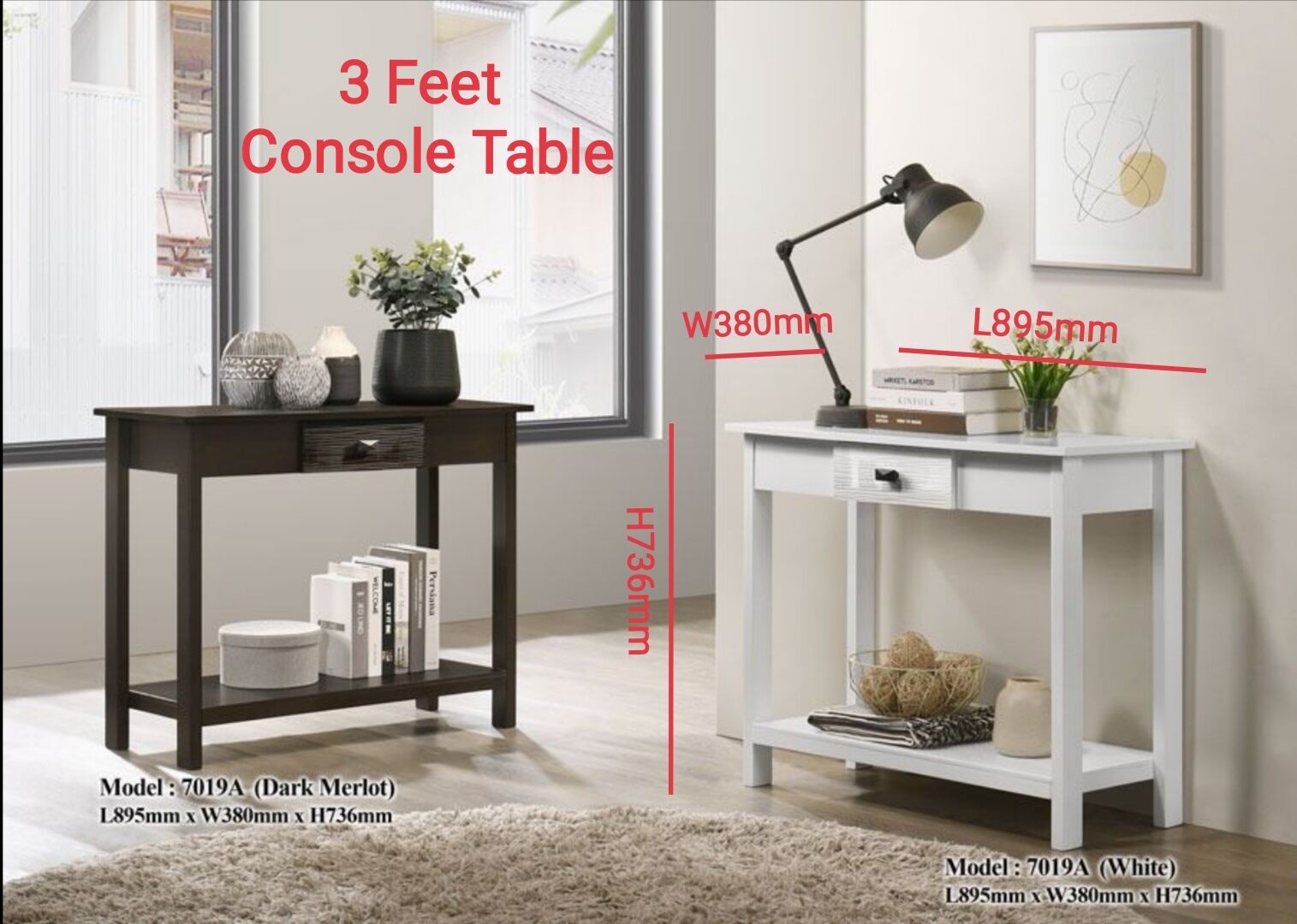 3 foot store console table