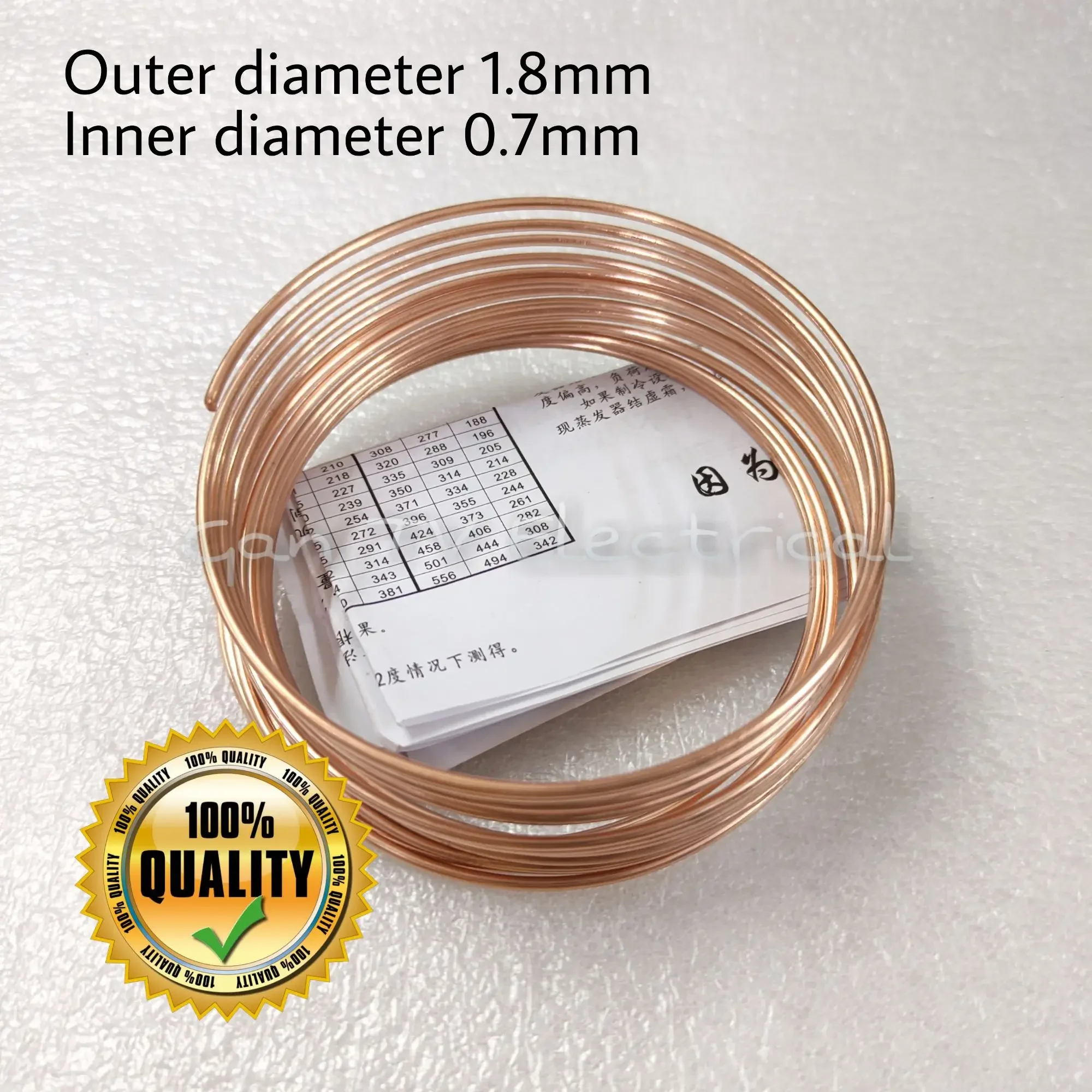3~4meter OD 1.8mm ID 0.7mm Refrigerator Copper/Capillary Tube/Pipe