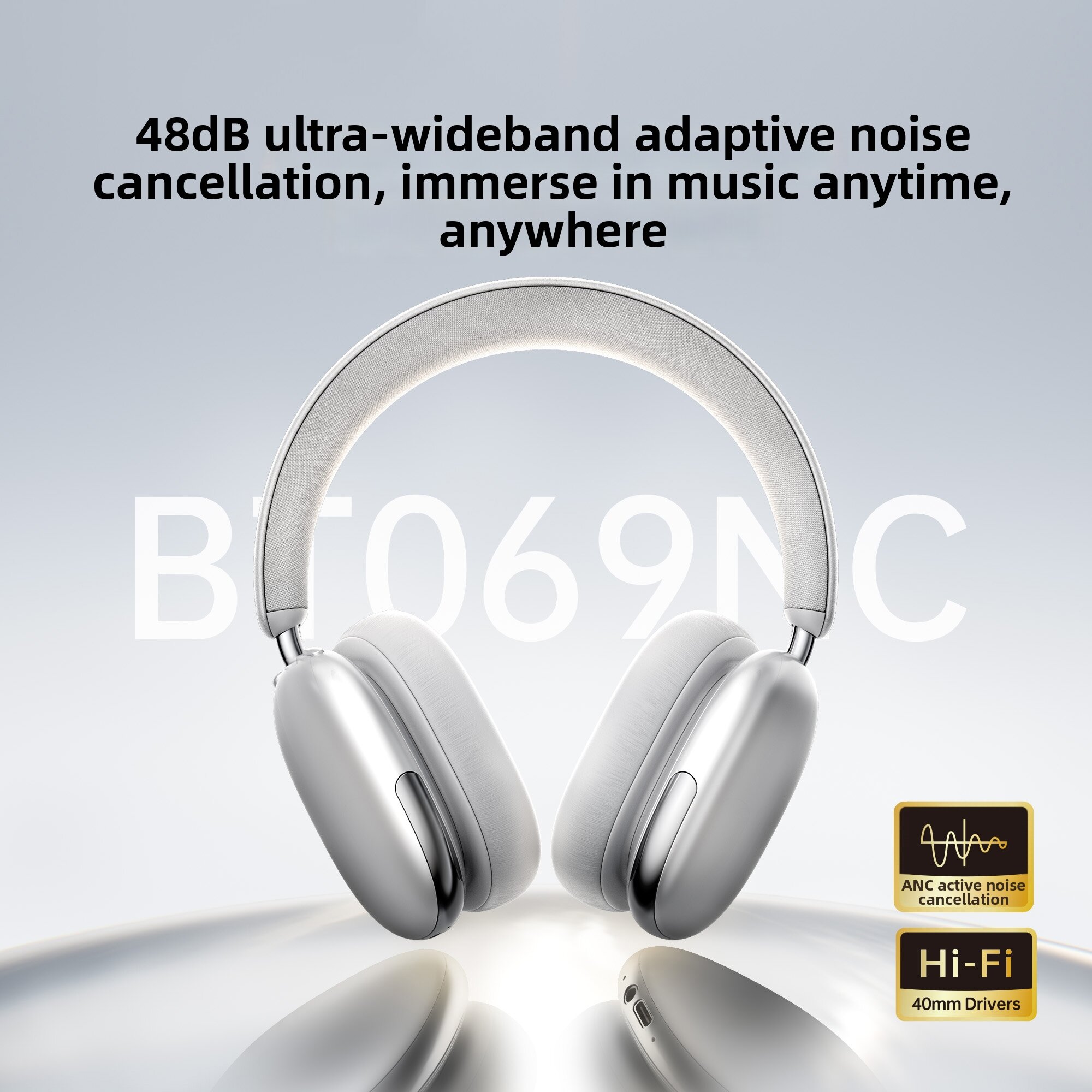 EWEADN | Active Noise Cancelling Wireless Bluetooth Headphones