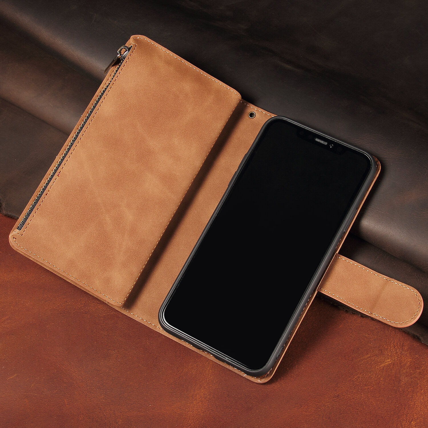 Leather Wallet Phone Case For Iphone With Magnetic Flip And Slots_voghion.com