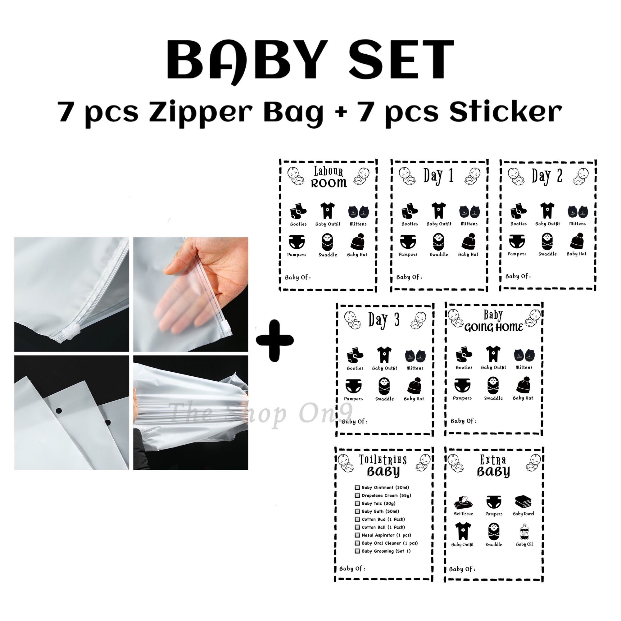 Maternity Bag Baju Bayi Plastik Zip Lock FULL SET + 1 FREE GIFT Beg ...