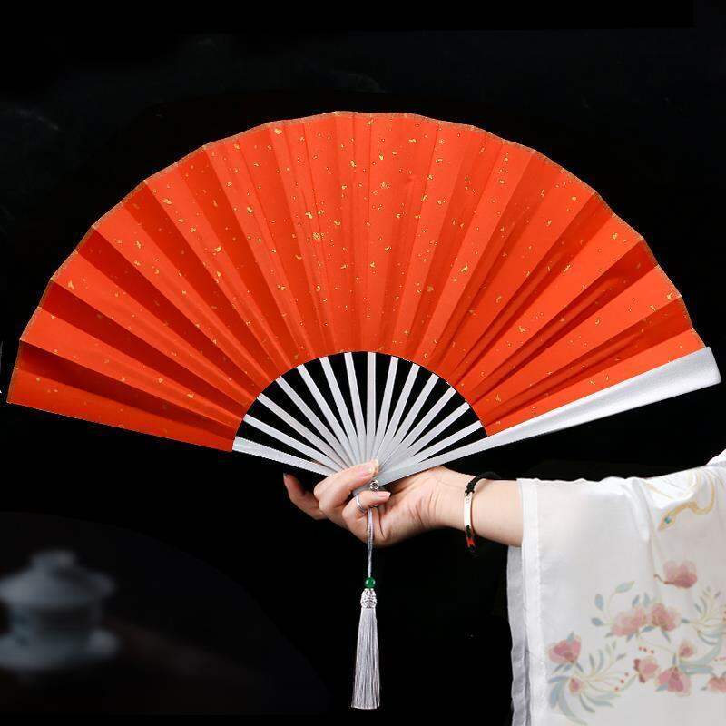 Cool Pure Color Stainless Steel Aluminum Alloy Fan Kung Fu Folding Fan Elegant Gift Craft Folding Fan Dance Fan