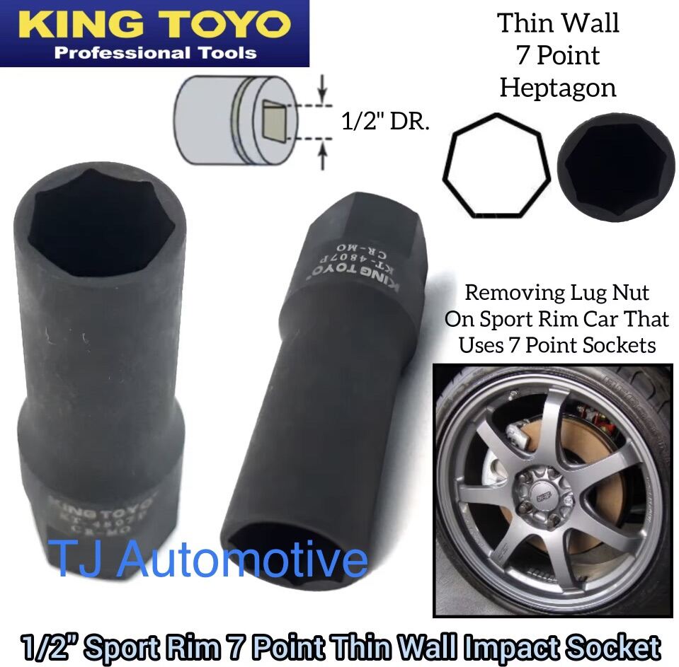 King Toyo 1/2” 7 Point Impact 16.5mm Sport Rim Use/ Lock Nut Heptagon