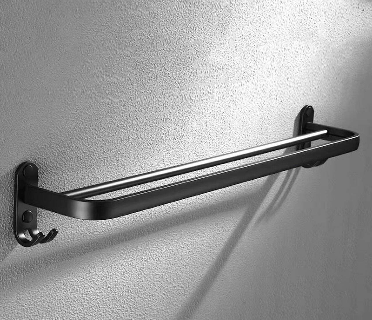 ADTORY Bathroom Towel Rack black matte aluminium ready stock malaysia
