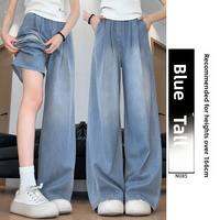 YAYANGREN | Summer Thin Wide Leg Jeans Womens Loose Fit High Waist Tencel Straight Leg Denim Pants Ice Silk Loose Jeans For Plus Size