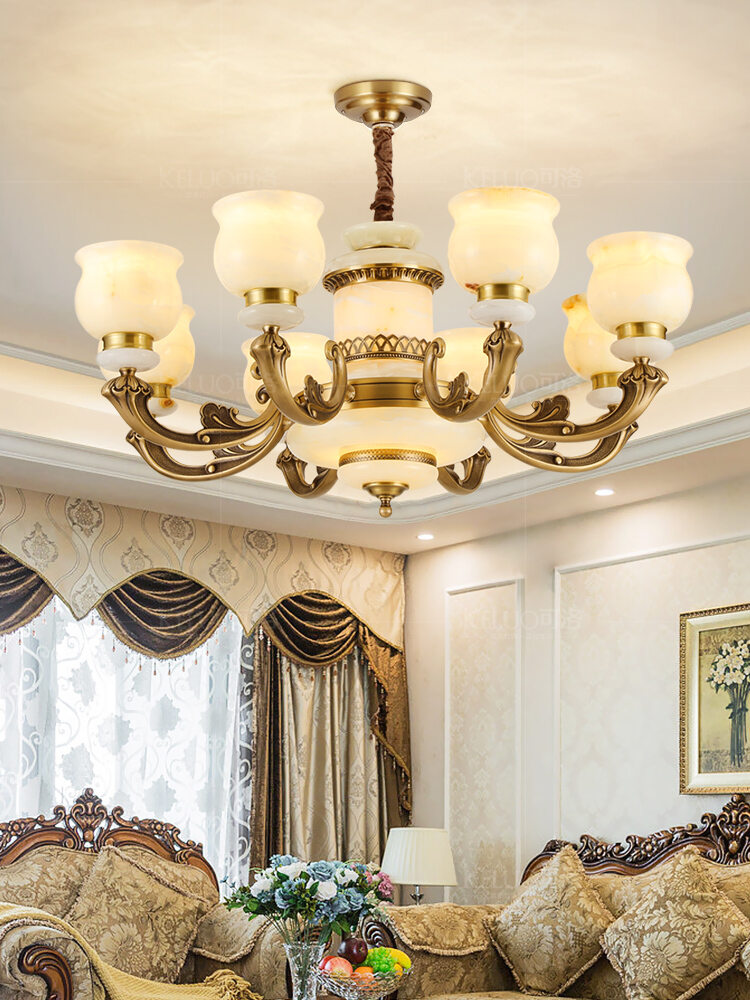 KELUO | Luxury Copper Jade Vintage Modern Chandelier ราคา 22,089 บาท*ส่งฟรี