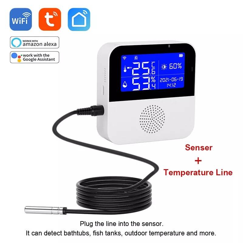 WiFi Tuya Smart Life LED Display Temperature Humidity Sensor Living ...