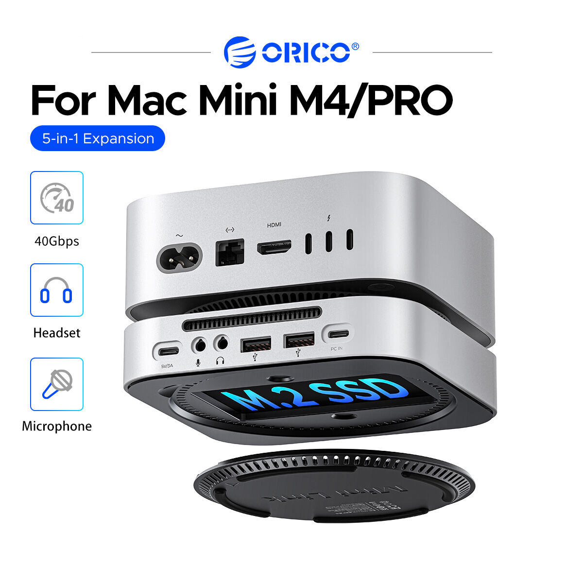 ORICO minimate M4 Dock Hub USB mở rộng cho m-a-cmini mở rộng máy tính để bàn mở rộng ổ cứng 512GB/1TB/2TB/4TB M.2 NVMe pcle 4.0