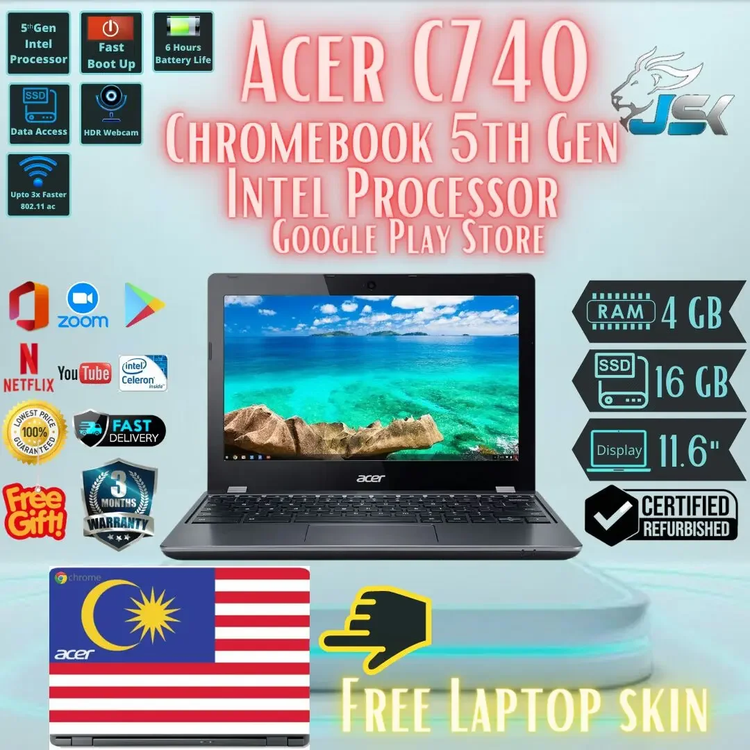 LAPTOP ACER C740 CHROMEBOOK WITH PLAY STORE IN SPECIAL PRICE RM 449