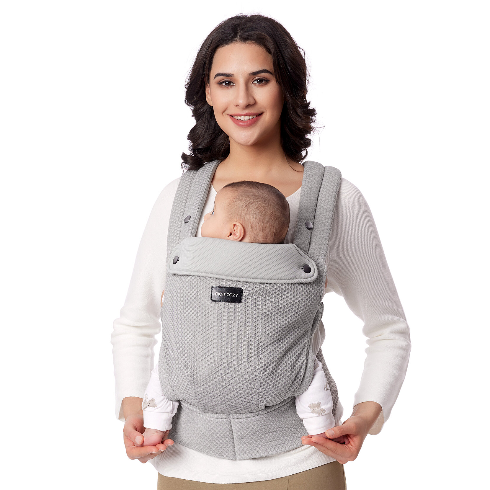 Momcozy Gendongan Bayi ตาข่ายระบายอากาศตามหลักสรีรศาสตร์และน้ำหนักเบาสำหรับ7-44lbs ที่มีหมอนรองเอวที่เพิ่มขึ้น Comfort ทั้งวันสำหรับการเลี้ยงดูแบบแฮนด์ฟรี