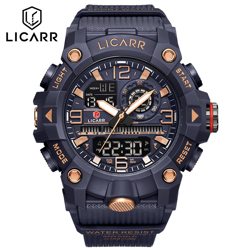 Licarr thương hiệu hàng đầu của nam giới Đồng hồ nam thể thao LED Đơn giản Đồng hồ quân sự kỹ thuật số nam giới Dã Ngoại thời trang đồng hồ thạch anh không thấm nước 9541