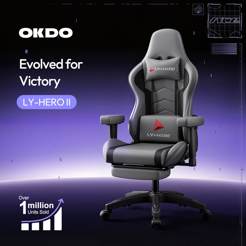 OKDO LY-HERO II Plus Gaming Chair Adjustable Ergonomic Office Chair Gaming Computer Chair with 3 Years Warranty