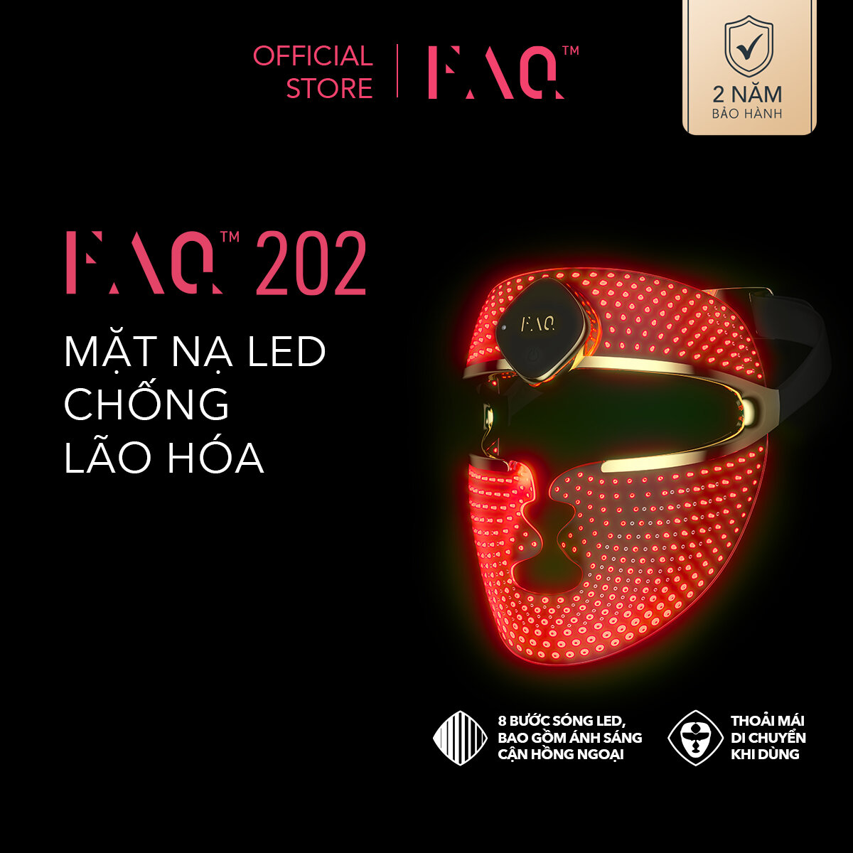  FAQ 202 Mặt Nạ Chống Lão Hóa Ánh Sáng NIR + 7 Màu Đèn LED Thông Minh - Trị Mụn Và Trị Nám | Mặt Nạ Chăm Sóc Da | Mặt Nạ Làm Đẹp Không Dây 