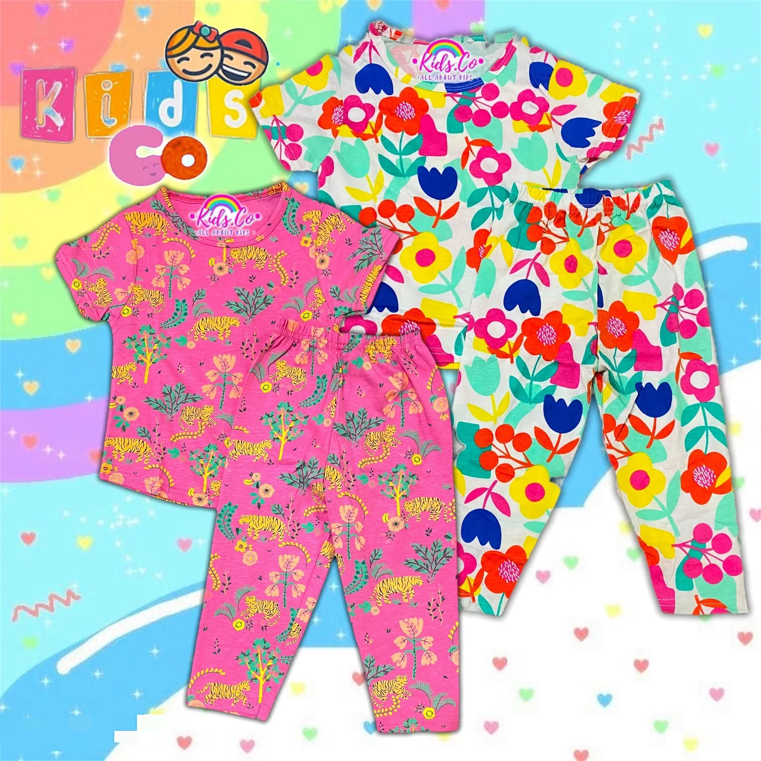 Readystock Pyjamas Printed Full Cotton Kids Size