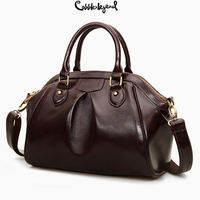 Cobbler Legend Premium Cowhide Retro Boston Bag Luxury Women Casual Work Travel Shoulder Sling Bag