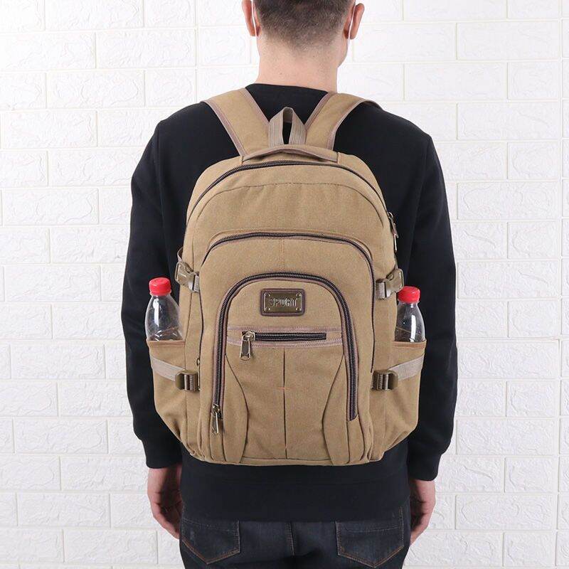Canvas luar beg ransel 50L lelaki besar kapasiti perjalanan bahu beg ...