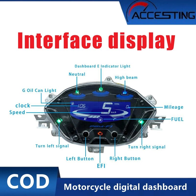 Motorcycle accessories, including speedometers, digital display instrument panels, and tachometers, suitable for 2018-2024 Honda Biz 125 Flex EX models ราคา 2,198 บาท*ส่งฟรี