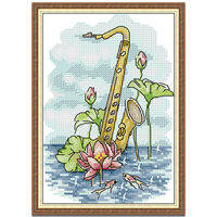 Cross Stitch Set Cartoon Musical Instrument Full Kit with Pattern 14/11CT