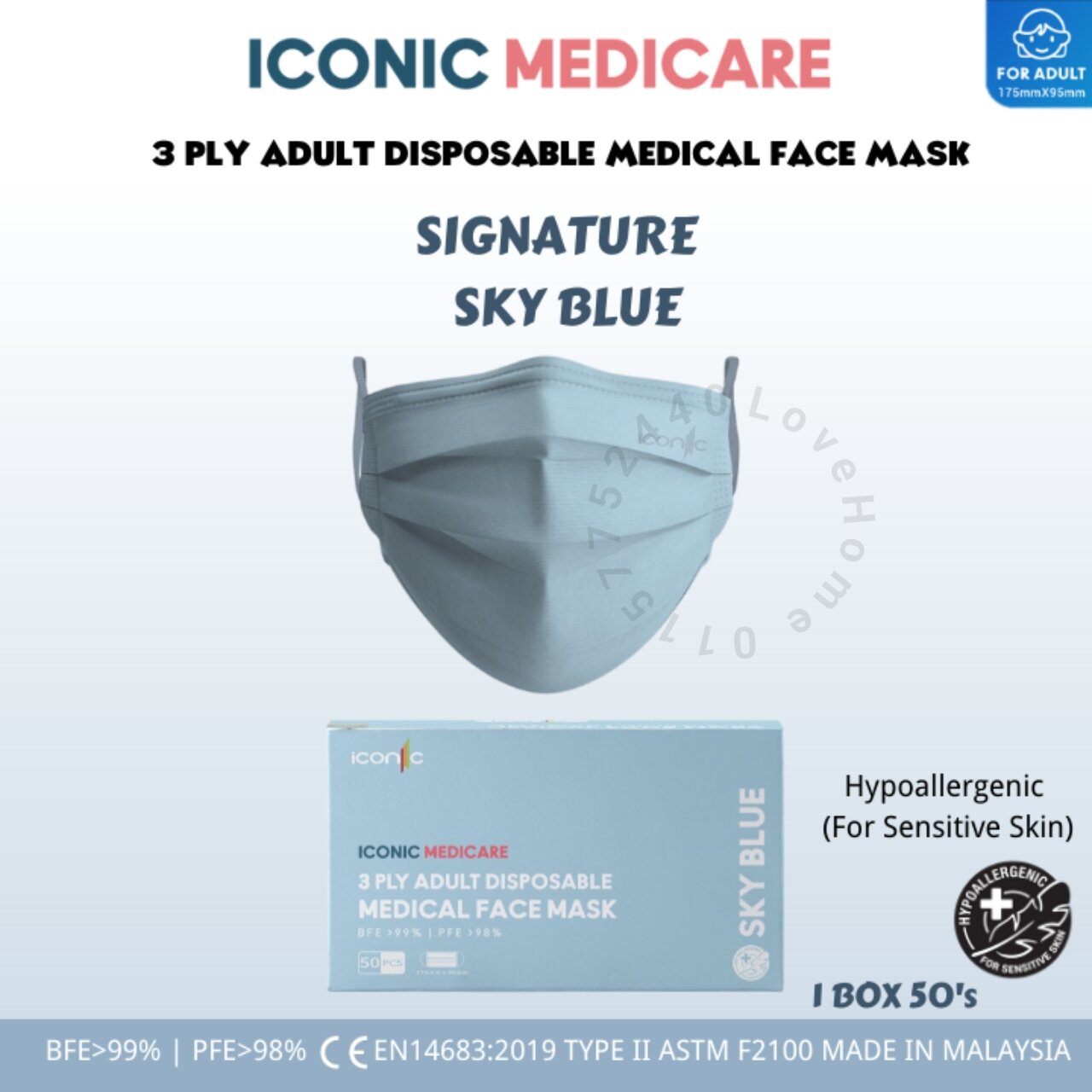 SIGNATURE SKY BLUE 3 PLY MEDICAL DISPOSABLE FACE MASK 10pcs/ 50pcs Lazada